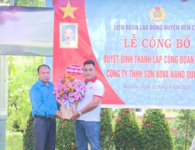 Bến Cầu thành lập CĐCS Công ty TNHH Sơn Kova Nano Quốc tế